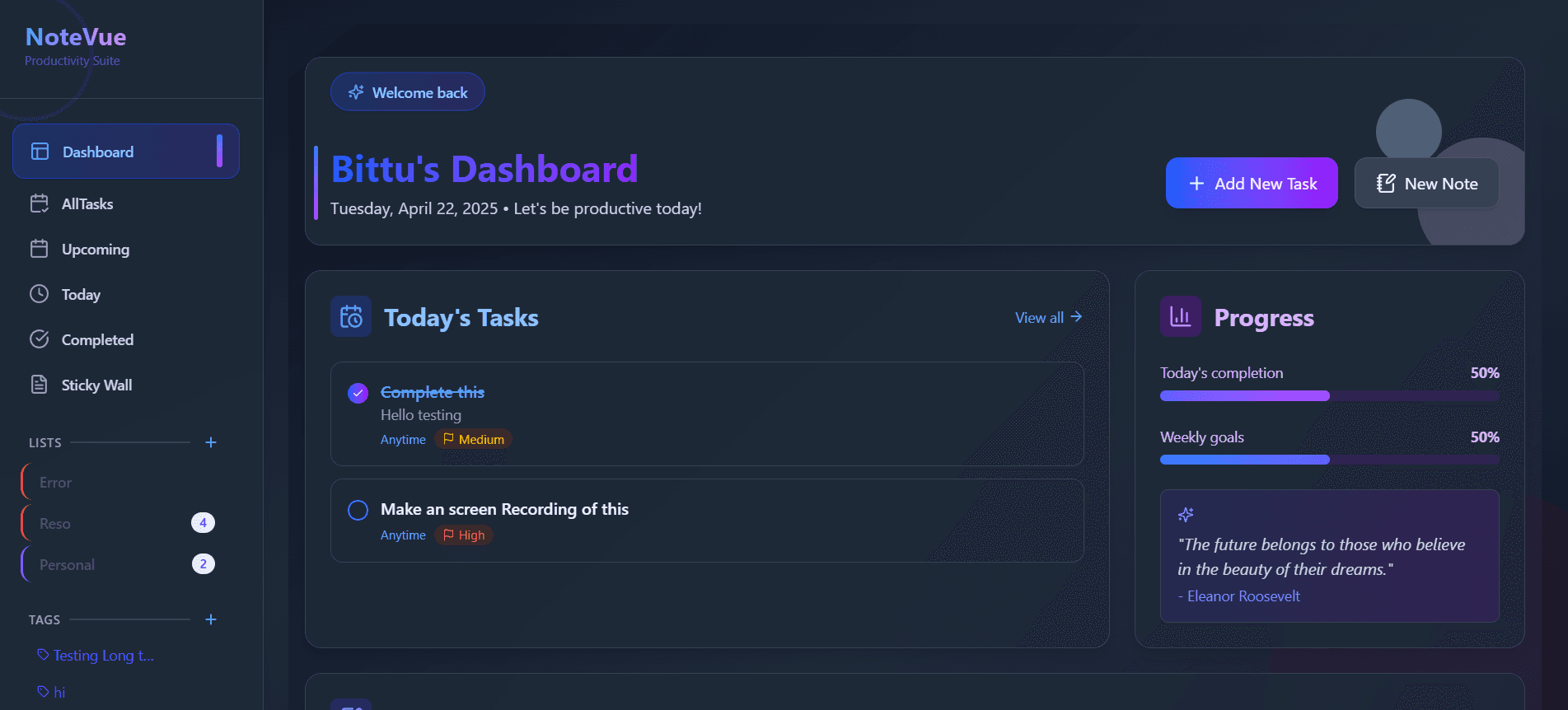 NoteVue - Todo & Notes App screenshot 1