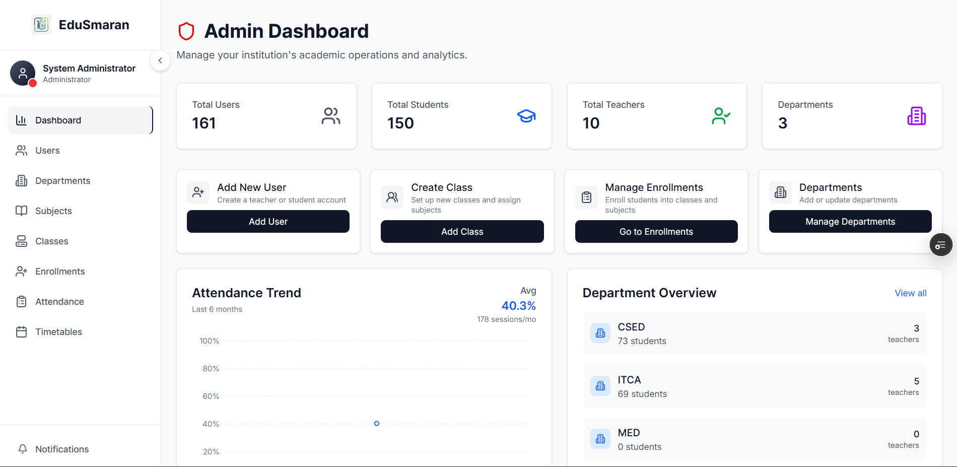 EduSmaran - Academic Management System screenshot 1