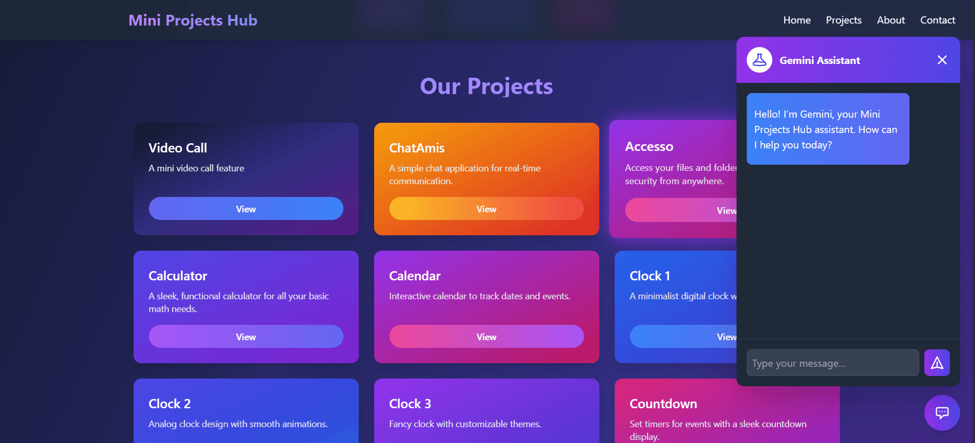Mini Projects Hub screenshot 1
