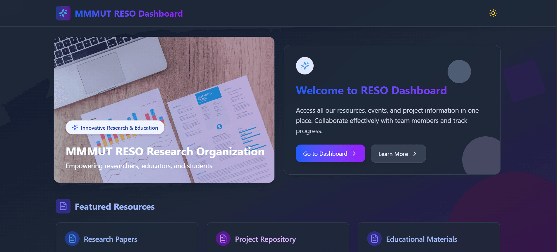 Reso Working Dashboard screenshot 1